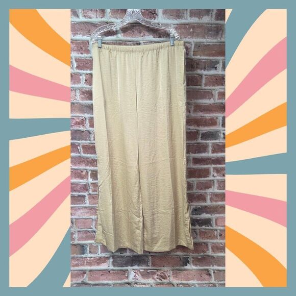 Auden Ankle Pants XL Taupe Silky Smooth Side Slit Pockets Lounge Wear NEW - Picture 1 of 6